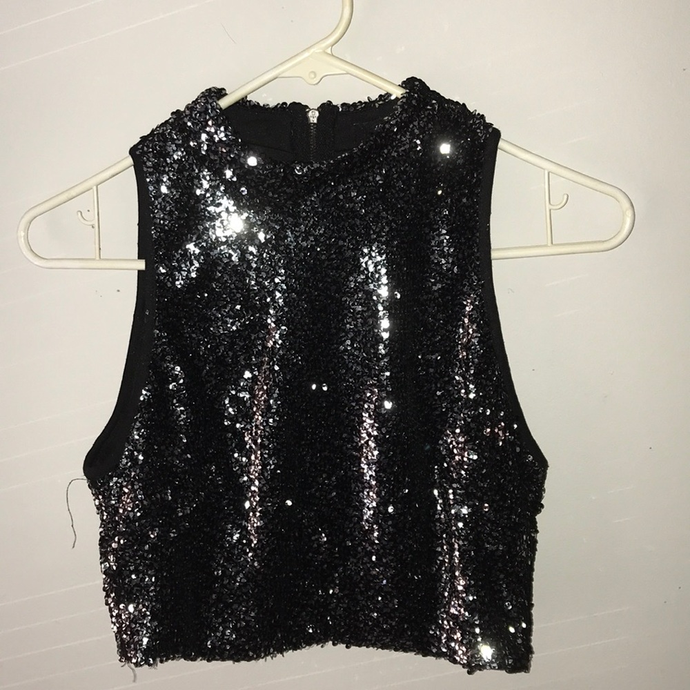 sequined fashion crop top